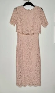 Asos Spitzenkleid Hochzeit Kleid Etuikleid Cocktailkleid Rosa Gr. S / 36 wie NEU - Bild 1 von 5