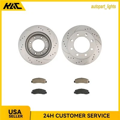 Rotores de freno delanteros perforados pastillas de cerámica 4x4 para Ford F-250 Super Duty 2005-2012 Foto 1 de 4