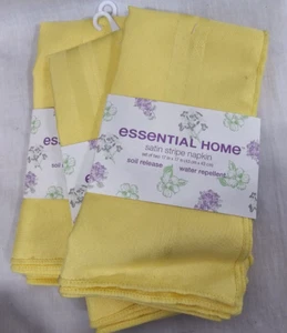 vtg Essential Home Satin Stripe Yellow Napkins 17" 3 packs of 2 - Picture 1 of 3