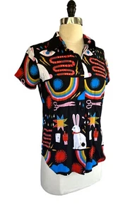 NOOWORKS Magic by Lisa Congdon Print Joyce Top Bluse Shirt, XS, Dopamin - Bild 1 von 7