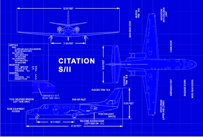 Mayday: Air Disasters Blueprint Cessna Citation S/II Poster 24in x 36in - Image 1 of 3