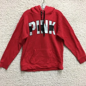 PINK Victorias Secret Sweater Small Adult Red Hoodie Pullover Logo Casual Womens - Picture 1 of 13
