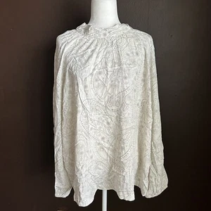 A New Day Womens size 2X Flowy Boho Long Sleeve Blouse Top Off White - Picture 1 of 6
