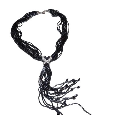 Collar llamativo Nolan Miller cuentas de múltiples hebras bucle infinito tono plata Foto 1 de 4