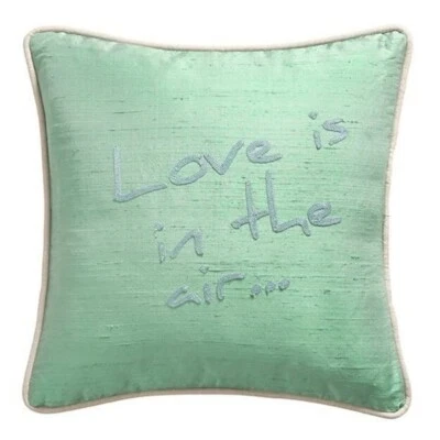 French Silk Pillow "Love Is In The Air", Handmade, Wild Turquoise Agate - Image 1 of 2
