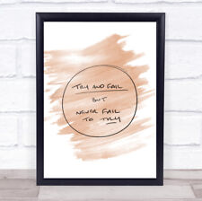 Try And Fail Quote Print Watercolour Wall Art