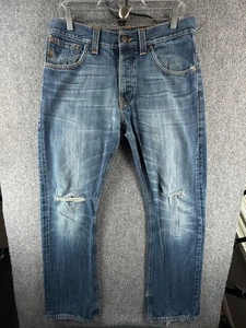 Pantalones de mezclilla Nudie para hombre azules rasgados algodón desgastado botones mosca ACTL 32X32 - Imagen 1 de 21