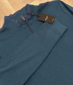 Bugatchi Herren 1/4 Reißverschluss Marine Pullover Größe XL $ 179 Fischer Pfau Strick Neu mit Etikett - Bild 1 von 11