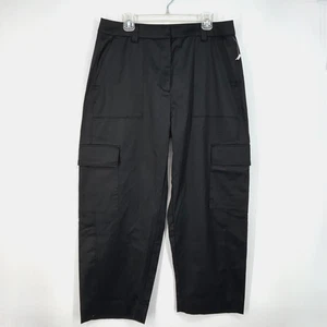 Old Navy Womens Sz 14 Barrel Leg Cargo Pants Black Sateen Twill Extra High Rise - Picture 1 of 11