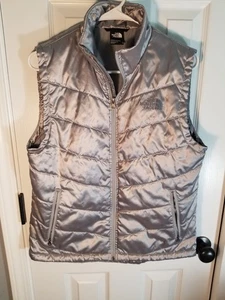 The North Face 550 Daunen Puffer Weste Damen M silber Full Zip gesteppt packbar - Bild 1 von 8