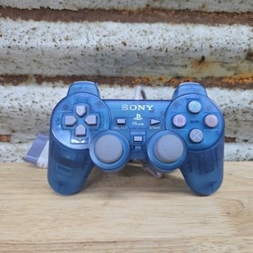Sony PlayStation PSone Dualshock Analog Controller Clear Blue SCPH-110 Tested