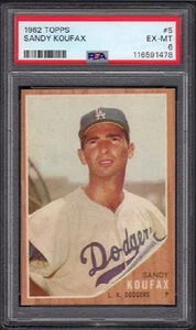 Tarjeta de béisbol 1962 Sandy Koufax Topps #5 graduada PSA 6 excelente como nueva (ex-como nueva) - Imagen 1 de 2