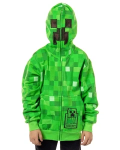 Minecraft Boys' I Am Creeper Allover Pixel Design Full-Zip Hoodie - M - Picture 1 of 5