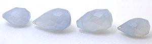 Four 3/5 to 4/5 Inch Pear Natural Blue Chalcedony Briolette EBS8103OTH/81025 - Picture 1 of 1