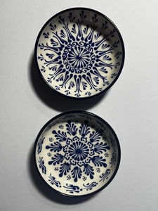 Özen Ceramics Hand Painted Blue White Bowls Set of 2 – Made in Turkey 4.74 - Picture 1 of 4