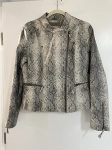 Blank NYC Faux Leather Moto Jacket Snakeskin  Beige Gray Size Medium - Picture 1 of 3