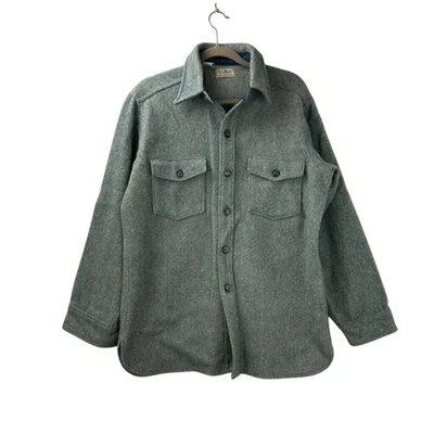 Vintage L.L. Bean Men's Large Blue 100% Wool Button Shirt Jacket Northwoods - Image 1 of 4