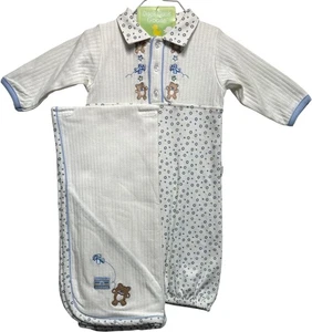 NWT Duck Duck Goose Teddy Bear Airport Hooded Blanket & Gown Set, Newborn 7-13lb - Picture 1 of 7