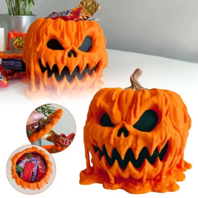 Melting Halloween Pumpkin Candy Bowl With Lid Reusable Candy Dish Spooky Food Di - Image 1 of 4