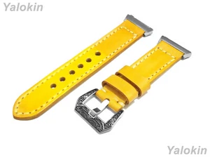 Correa de banda cosida de cuero cepillado amarillo para relojes inteligentes Fitbit Ionic - Imagen 1 de 9