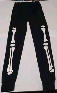 Childrens Place Kids Size 10 Black Skelton Leg Bones Lightweight Pants Halloween - Picture 1 of 7