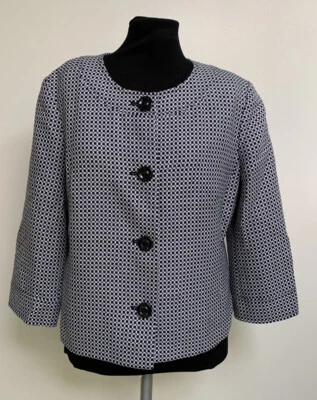 Blazer Covington preto branco jaqueta quadriculada-botões pretos grandes-forrado-médio - Imagem 1 de 4