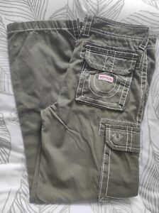 True Religion Trousers Contrast Stitching Cargo Pockets Sold Out Wide Leg 10 Vgc