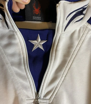 VTG Spyder Quarter Zip Embroidered Spell out flames Mens Unique White Jacket XL - Image 1 of 4