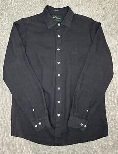 Rodd & Gunn Sports Fit 100% Linen Long Sleeve Shirt Mens XL Woven In Italy Black