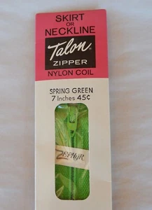 VTG Talon Zephyr Nylon Coil Skirt or Neckline Zipper Spring Green 7” Made USA - Bild 1 von 7