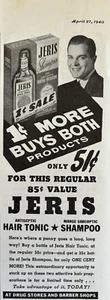Jeris Hair Tonic Shampoo Antiseptic Mange Sarcoptic Vintage Print Ad 1940 - Bild 1 von 1