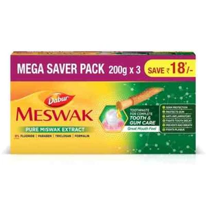 Dabur Meswak toothpaste Natural Toothpaste 200g (PACK OF 3) - Picture 1 of 4