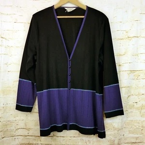 Cárdigan exclusivo Misook para mujer Plus 3X negro púrpura cuello en V botón LS DE COLECCIÓN - Imagen 1 de 14