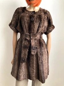 VTG 70s Brown Faux Fur Trench Coat by Bentley a. Women's Size M - Picture 1 of 12