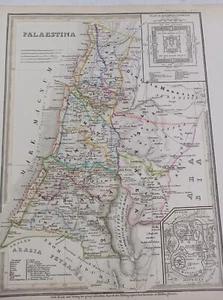 PALESTINE ISRAEL JERUSALEM SALOMON TEMPLE 1850 CARTE MAP MEYER Z09 - Foto 1 di 2
