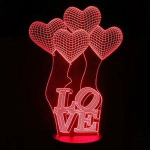Lampara Led rgb Corazones LOVE enamorados efecto 3D multicolor decoracion regalo - Bild 1 von 4