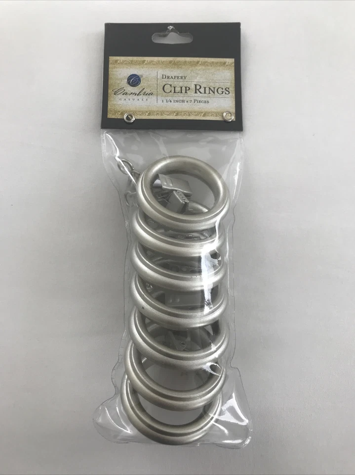 Cambria Drapery Clip Rings 1-1/4" - 35 Pcs Brushed Nickel Color Only 1 Pk Open