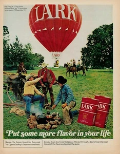 1972 LARK CIGARETTES Flavor Life Cowboys Horse Hot Air Balloon Vintage Print Ad - Picture 1 of 8