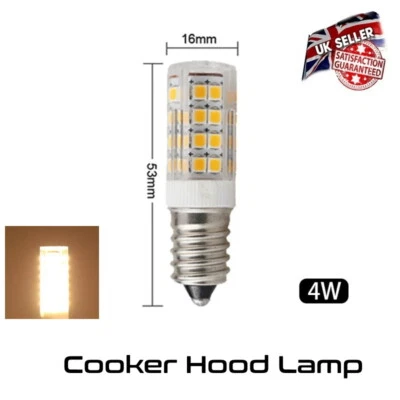 LED Cooker Hood Extractor Fan Bulb Warm White 4w (40w) Light E14 Small Screw - Image 1 of 4