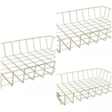 3 Gold Wire Baskets Tray Organizer Kitchen Bedroom Bathroom Office Storage Paper