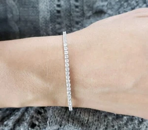 2.50CT, Natural Round Diamond Claw Set Tennis Bracelet In White Gold - Picture 1 of 10