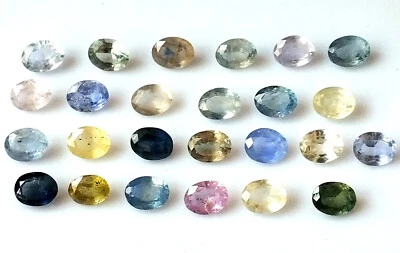 Ceylon Sapphire 4X5 mm Oval Faceted Natural Multi Color Gemstone 25 Pieces Lot - Image 1 of 4