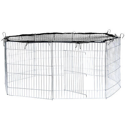 Enclos Avec Filet De Protection Extérieur Cage à Lapin Parc Petits Animaux Noir • 34.99€