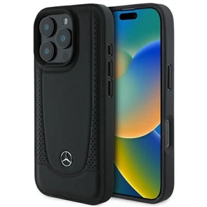 Hülle iPhone 16 Pro Max Mercedes Echtleder schwarz Logo Metall - Bild 1 von 8
