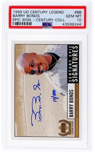 1999 Upper Deck Century Legends Epic Signatures Barry Bonds Auto /100 PSA 10.