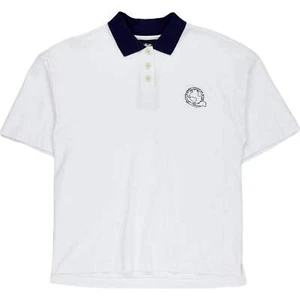 Stussy White Navy Oversized Polo Shirt - Picture 1 of 3