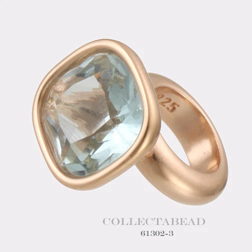 Authentic Endless Silver Rose Gold Plated Big Sky Blue Cube Rose Bead 61302-3 - Image 1 of 1