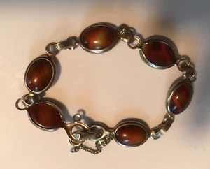 VINTAGE AUTHENTIC SIGN SARAH COVENTRY GOLD TONE AGATE CABOCHON BRACELET - Picture 1 of 4