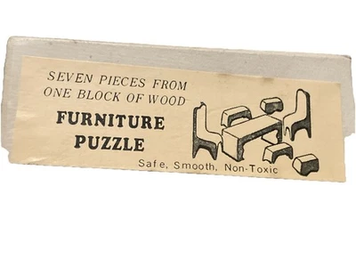 Vintage NOS Interlocking Wooden Puzzle – Mid-Century Style - Mini Furniture Set - Image 1 of 4