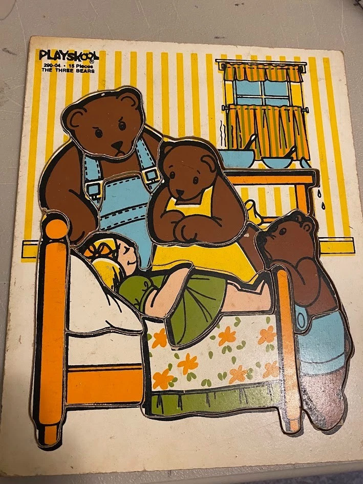 Rompecabezas de madera vintage Playskool #290-04 Los tres osos - 15 piezas Foto 1 de 1